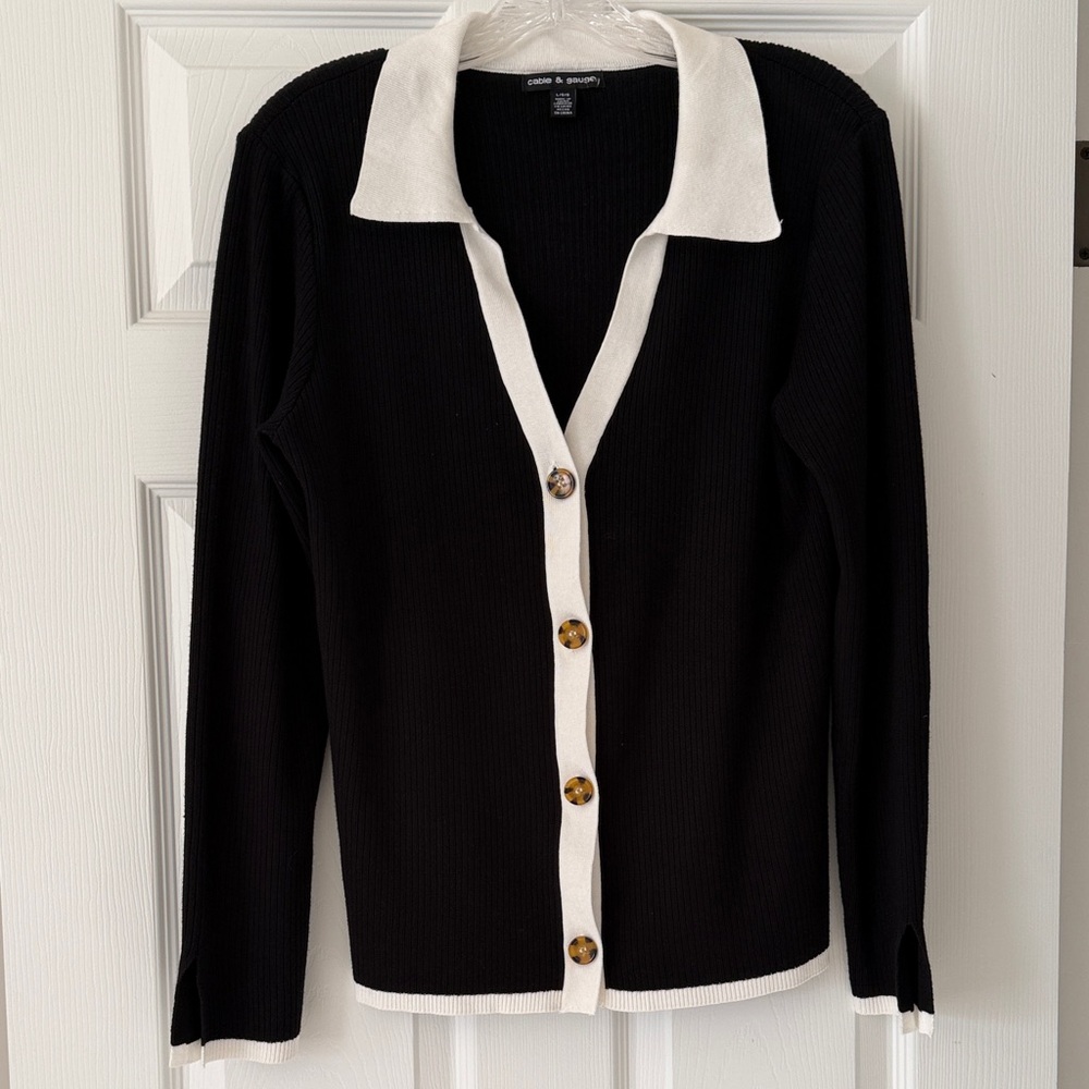 Cable & Gauge Black and Cream Cardigan